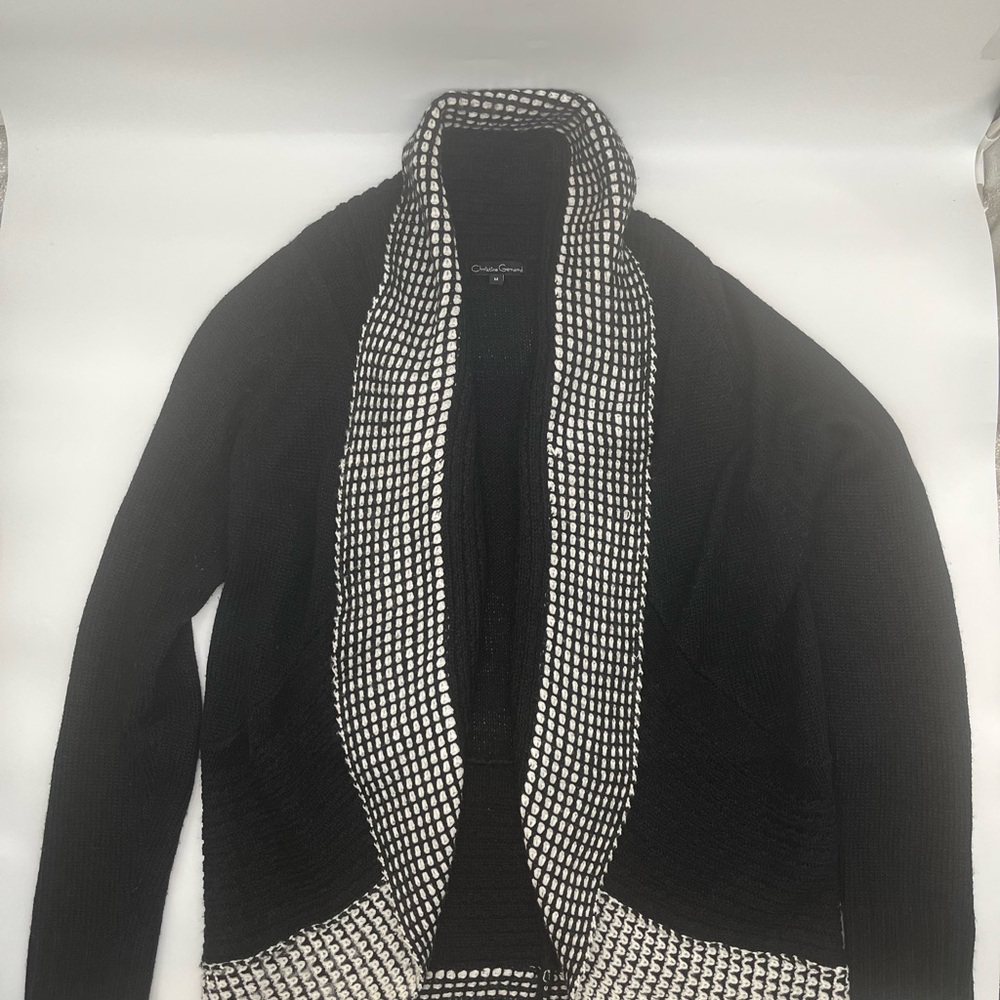 Christine Gerard Women, Cardigan, Black And White Long Sleeves Sweater Size M